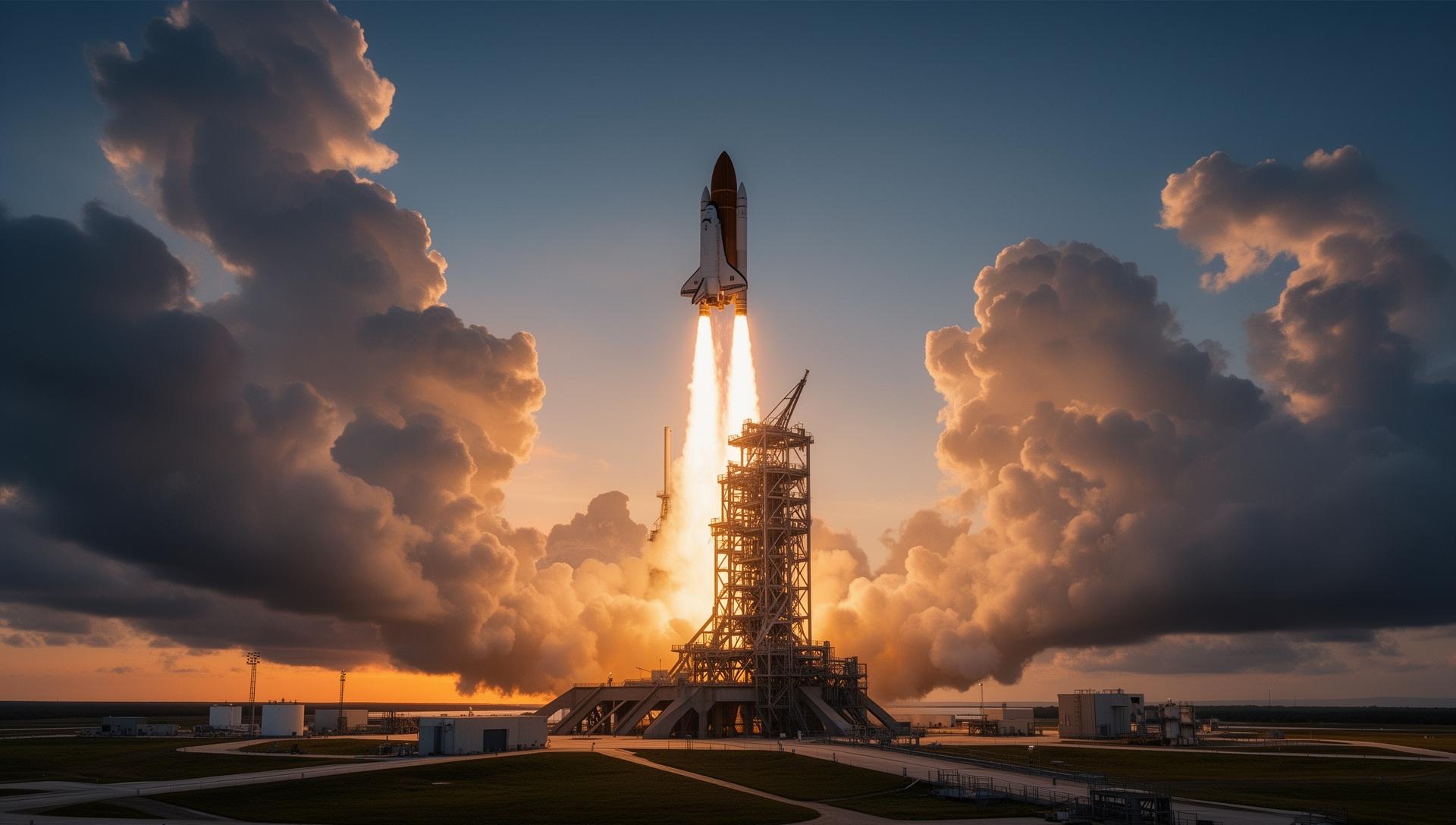 Rocket launching symbolizing scaling from pilot to production