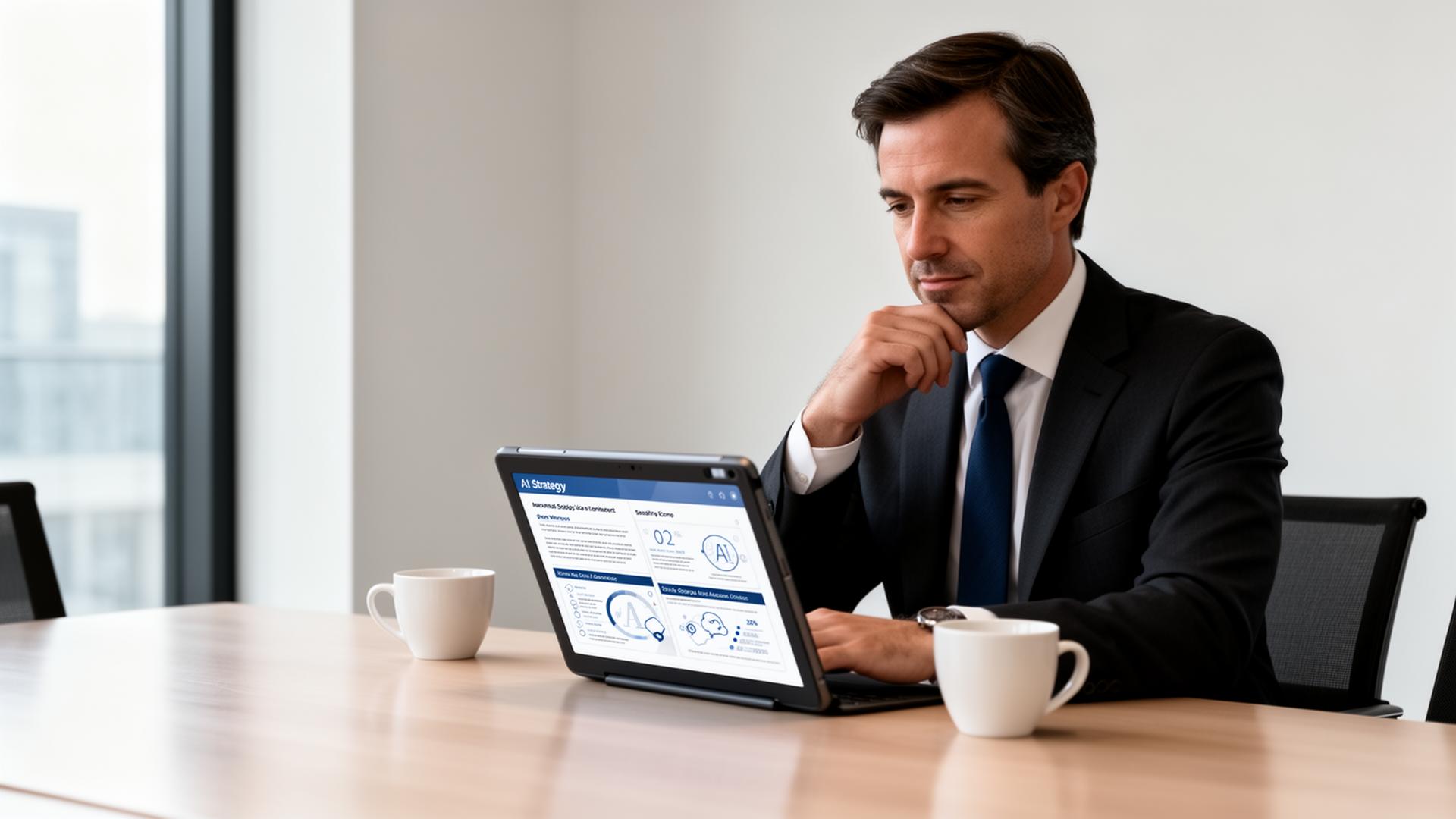 Executive reviewing AI ROI framework